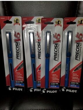 Pilot Precise V5 Extra Fine Blue Ink Rollerball Pen - Pack of 4